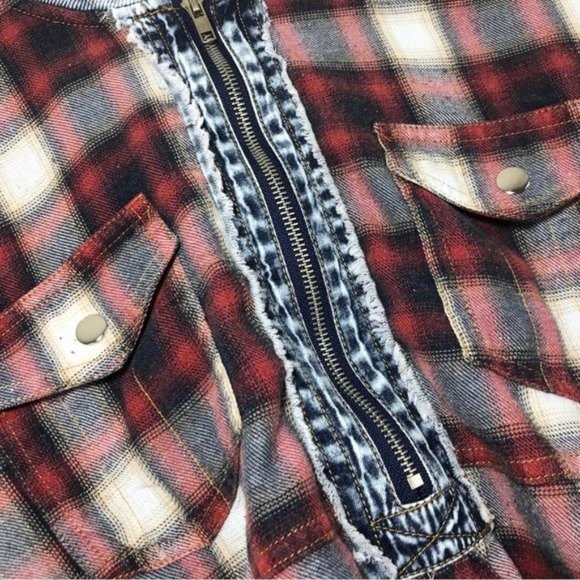 PROMESA Denim and Plaid Crop Pullover Jacket Size Large - Picture 8 of 8